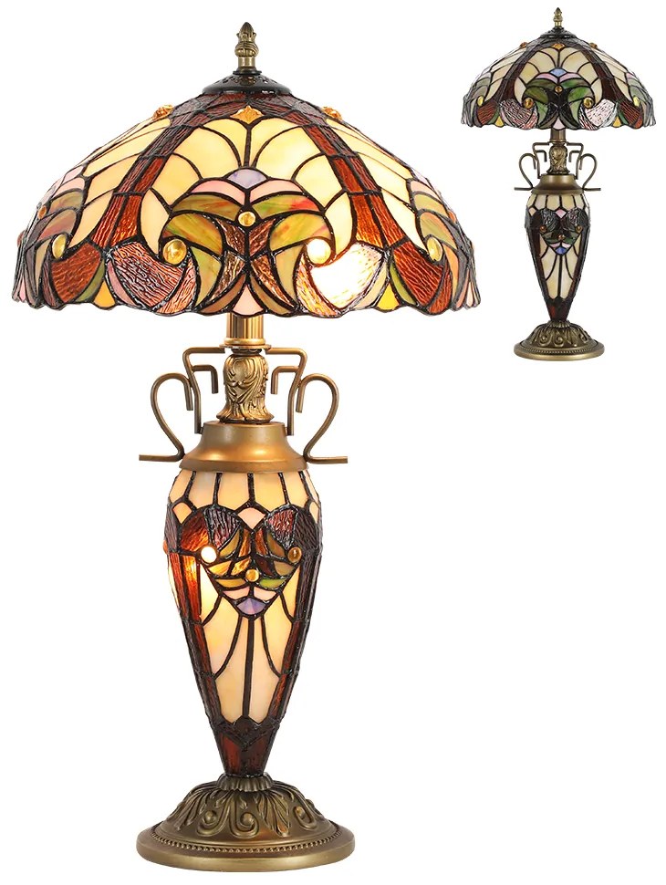 Stolné svietidlo Tiffany Double Lit Prezent 1702 56*Ø30 vzor 20
