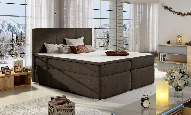 Posteľ Boxspring Boleria 200x180, čierna (látka - bb 02)