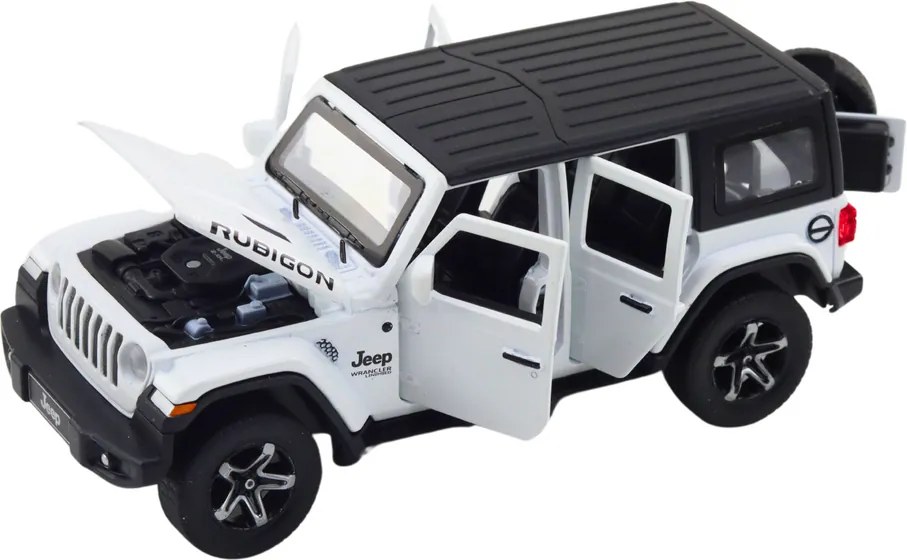 LEAN Toys Súprava: terénne auto, karavan, kovové, pohon, svetlá, zvuky, biela, 1:32