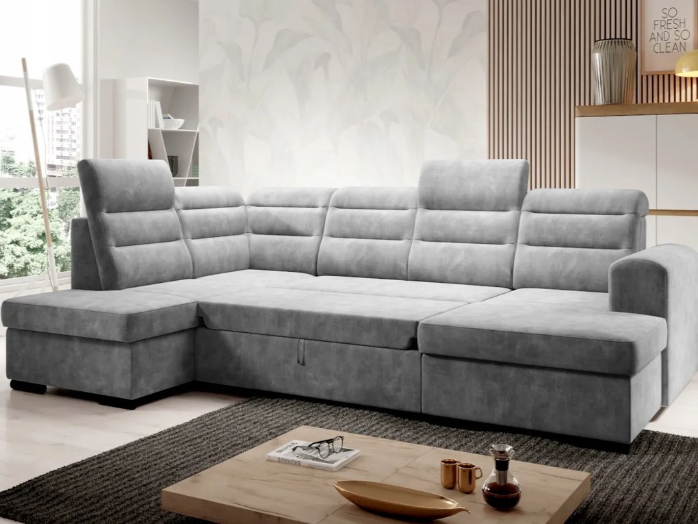 Veľký rohový rozkladací Tvar U 320x202x103 opierky hlavy Moon O-sofa