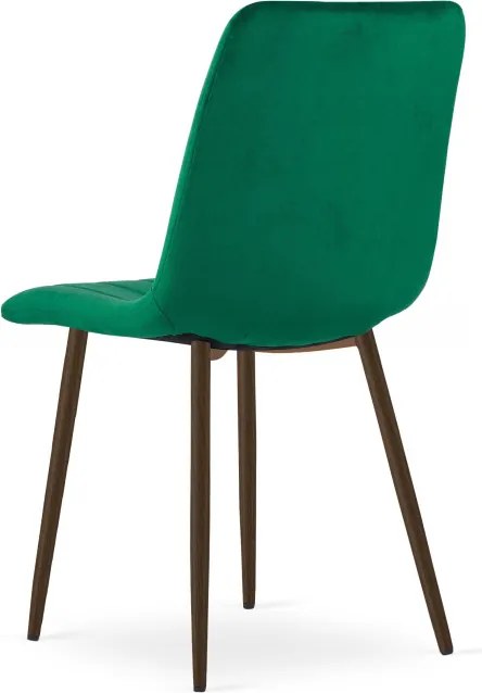 Jedálenská stolička LAVA zamatová, zelená / tmavohnedé nohy
