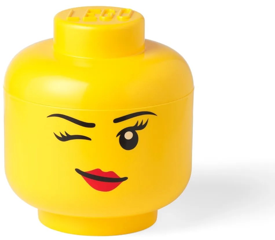 Žltý úložný box v tvare hlavy LEGO® Winky, ⌀ 24,2 cm