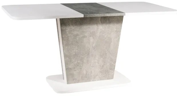 Rozkladací jedálenský stôl 110-145 cm Caridad (biela matná + sivá) (pre 4 až 6 osôb). Akcia -15%. Vlastná spoľahlivá doprava až k Vám domov. 1050002