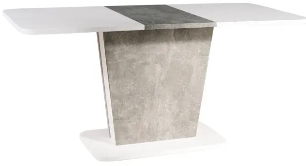 Rozkladací jedálenský stôl 110-145 cm Caridad (biela matná + sivá) (pre 4 až 6 osôb). Vlastná spoľahlivá doprava až k Vám domov. 1050002