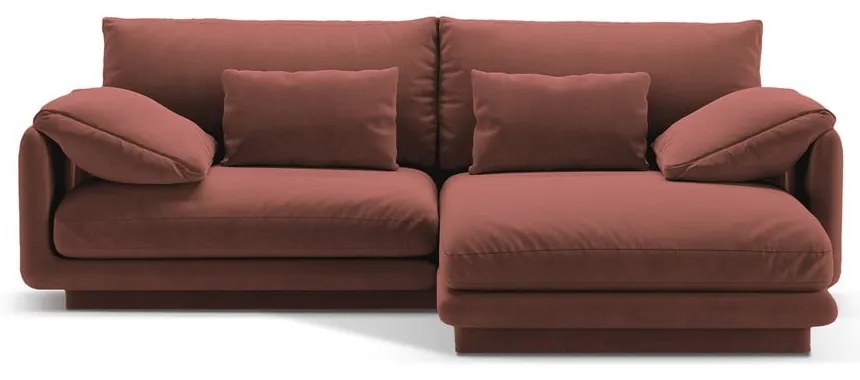 Ružová zamatová rohová pohovka (pravý roh/s leňoškou) Torino – Micadoni