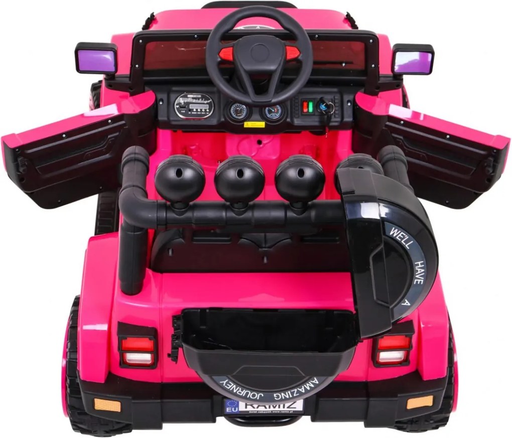 Ramiz Terénne auto Full Time 4WD pre deti Ružové + pohon 4x4 + diaľkové ovládanie + LED audio + úložný priestor