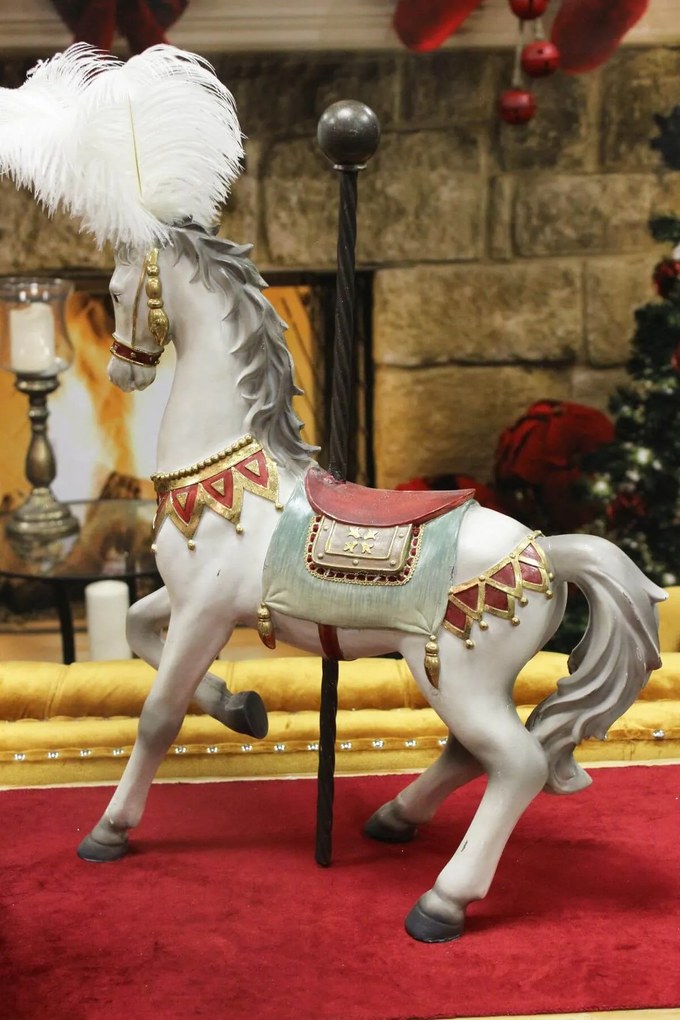 Biely rozprávkový kôň so sivou hrivou 53 cm