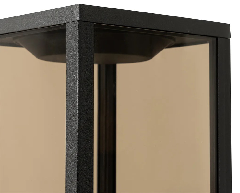 Stojaca vonkajšia lampa čierna s dymovým sklom 80 cm IP44 - Charlois