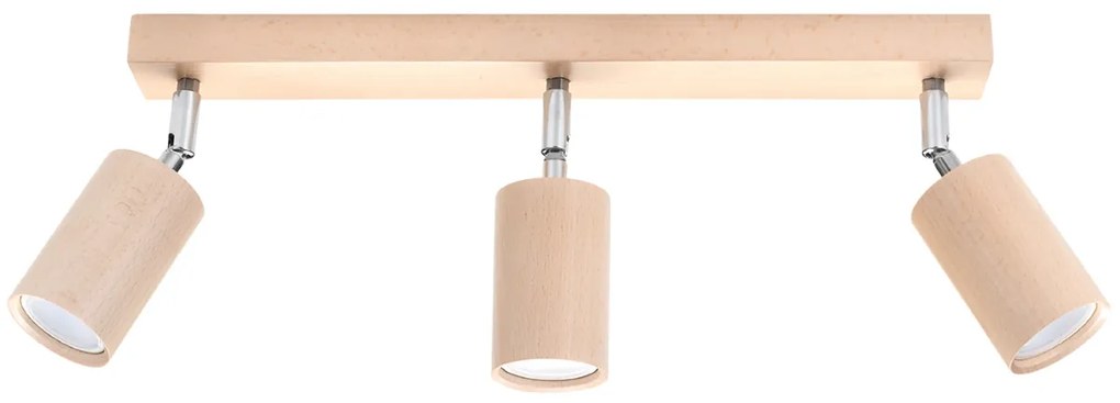 Bodové svietidlo Berg, 3x drevené tienidlo, (možnosť polohovania)