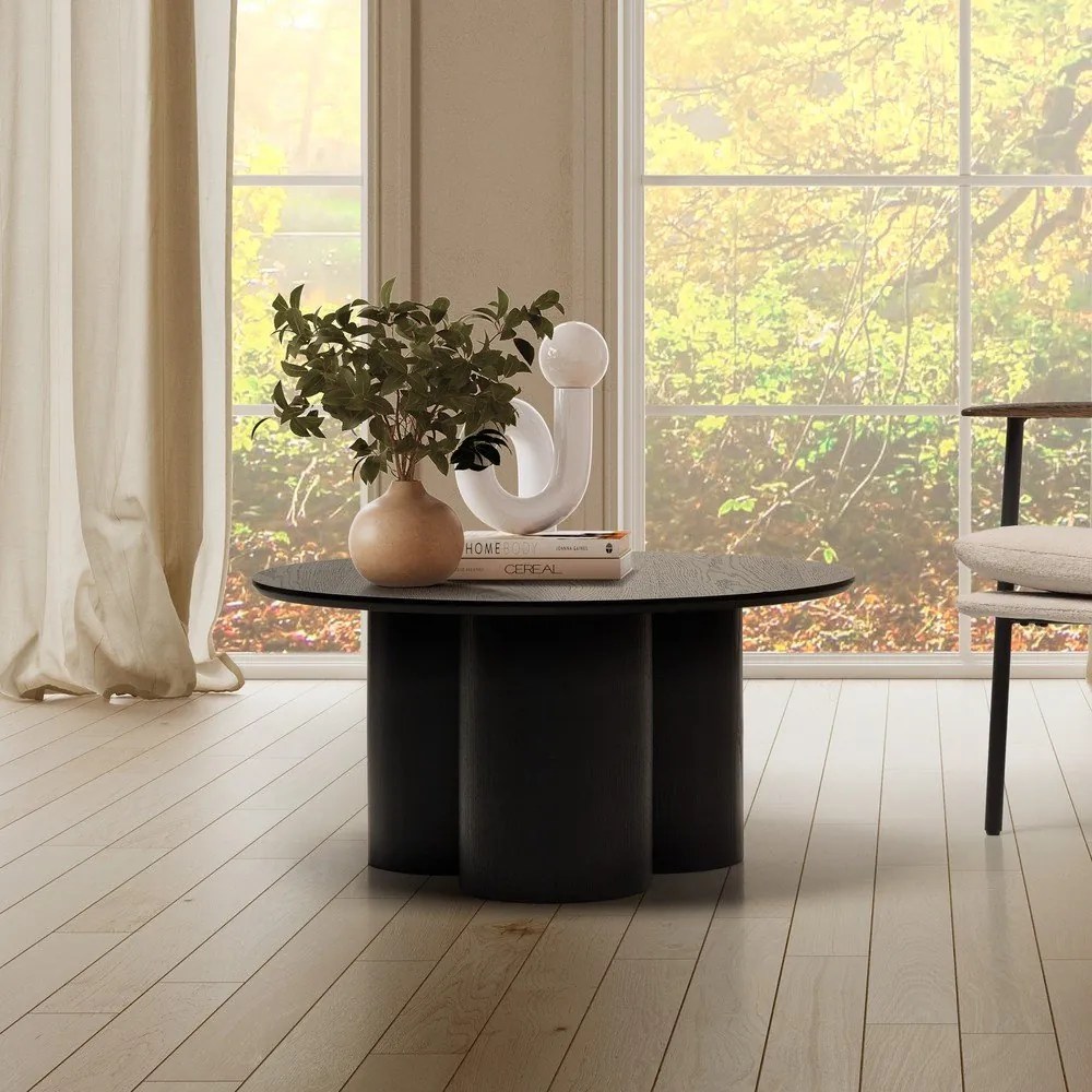 Čierny okrúhly konferenčný stolík ø 80 cm Lua – MOME