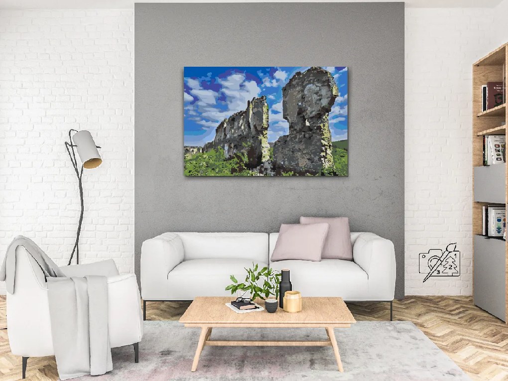 Gario Maľovanie podľa čísel Zrúcanina hradu Čabrad, Slovensko Rozmery: 80 x 60 cm, Rámovanie: S vnútorným rámom