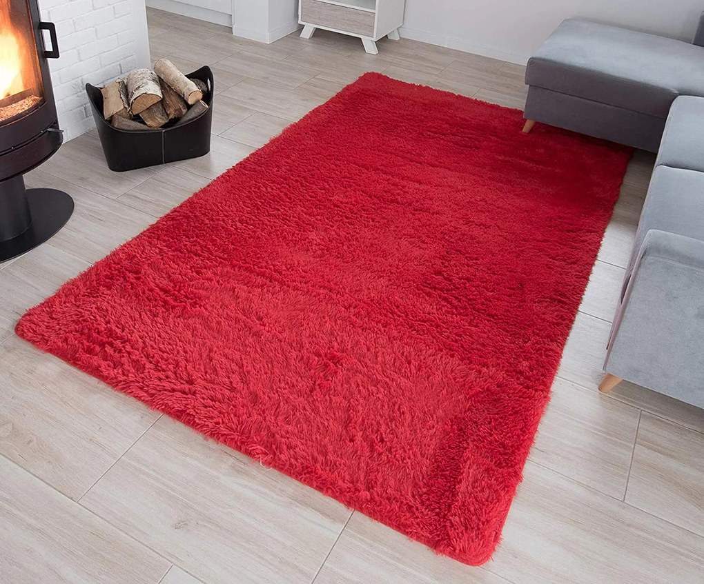 Plyšový koberec TOP - ČERVENÝ