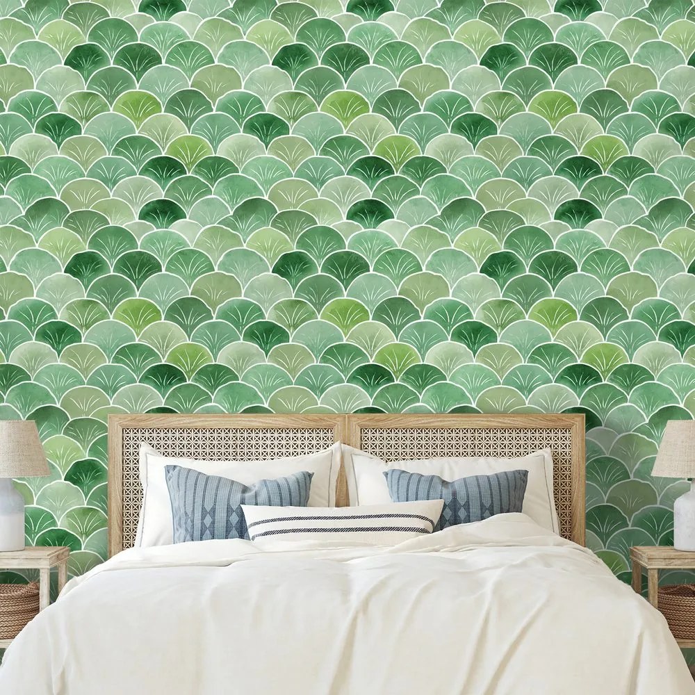 Tapeta zelené geometrické oblúky