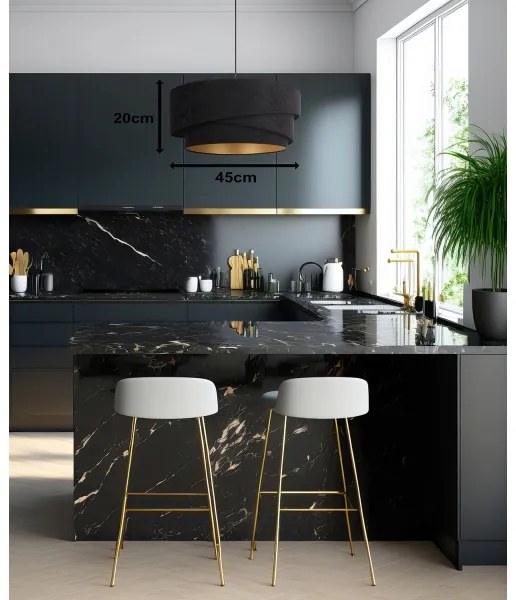 Duolla - Luster na lanku KOBO 1xE27/15W/230V pr. 45 cm čierna/zlatá