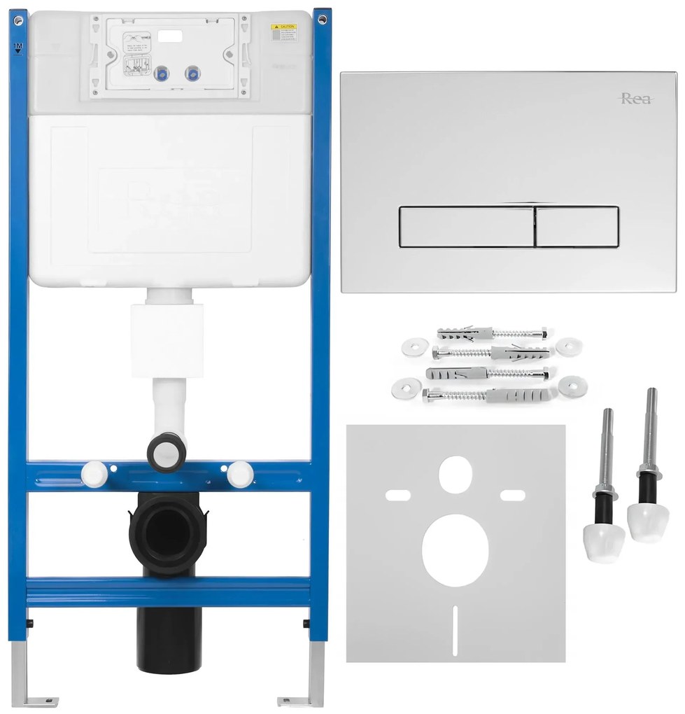 Rea Rea, podomietkový WC systém K011A-Q + chrómové splachovacie tlačidlo typ HD, KPL-E9561