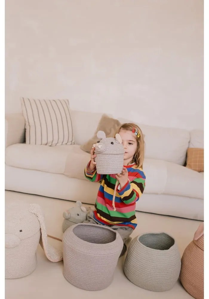 Sivý látkový detský kôš na hračky ø 15x15 cm Mini Renata the Rat – Lorena Canals