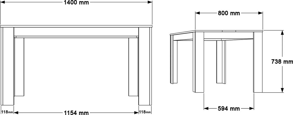 Obdĺžnikový jedálenský stôl Houseland Future 03 biely/dub Castello