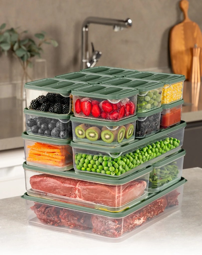 Súprava 17 ks potravinových boxov ILLIE zelená