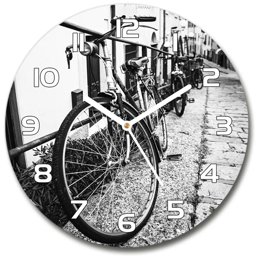 Sklenené hodiny okrúhle Mestské bicykle pl_zso_30_f_96639477