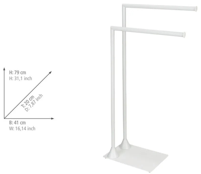 Biely oceľový stojan na uteráky Hella – Wenko