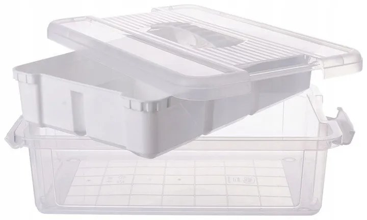 Organizér, úložný box 2v1, multifunkčný, biely STORMAX - 6 l, 32 x 23 x 11 cm