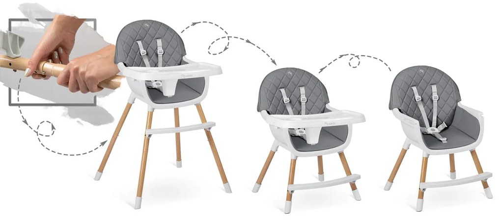 Stolička na kŕmenie Nukido Lilo 700700, šedá