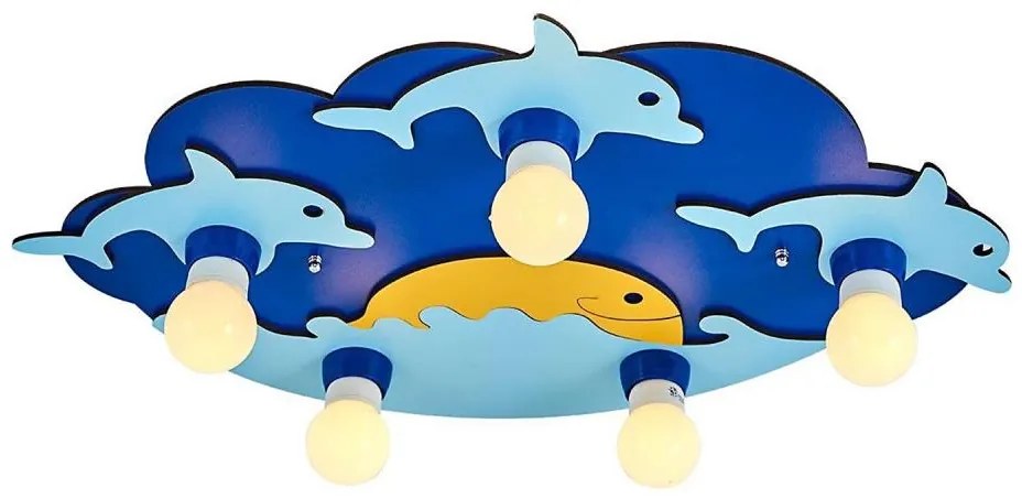 Detské stropné svietidlo LUCCA 5xE27/24W/230V modré