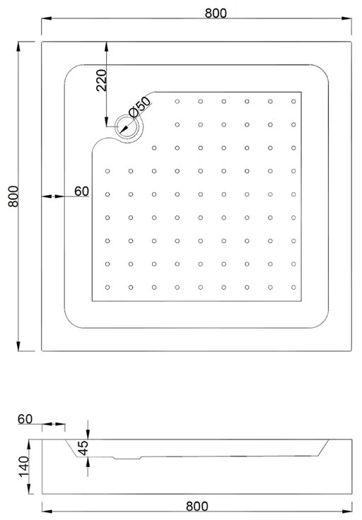 Mexen Rio, štvorcový sprchovací kút s posuvnými dverami 80(dvere) x 80(dvere) x 190 cm, 6mm číre sklo, zlatý profil + biela sprchová vanička RIO, 860-080-080-50-00-4510
