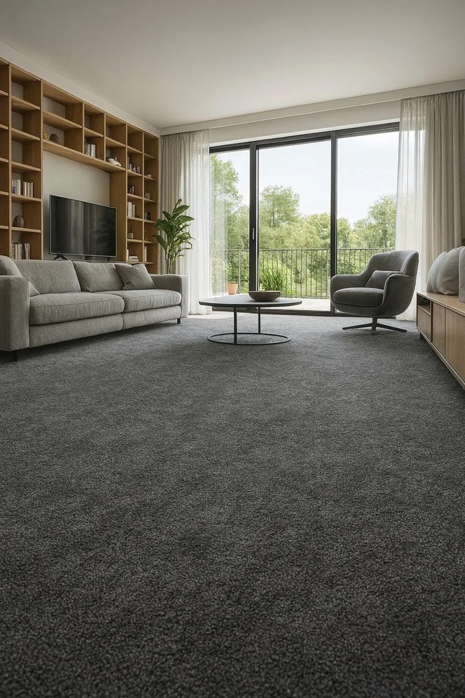 Vopi, Koberec metráž Color Shaggy šedý - neúčtujeme odrezky z role, na mieru, šíře 1,33m,1m,2m,3m,4m,na mieru, neúčtujeme odrezky, šedá, ab (mriežka), kancelária