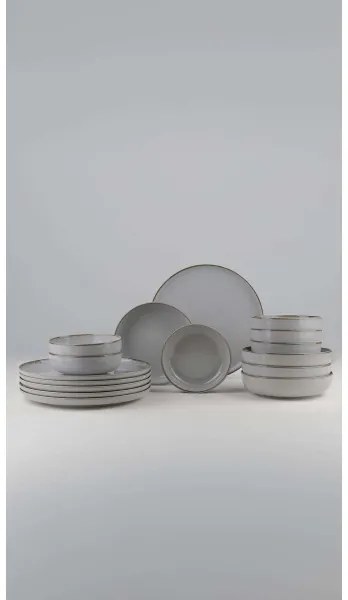 Jedálenská súprava 18 ks sivá/porcelán
