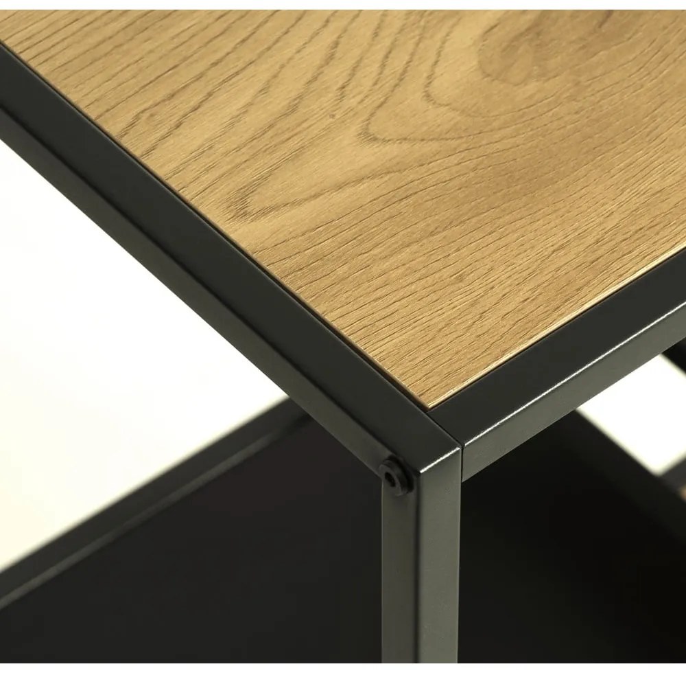 Čierna/v prírodnej farbe knižnica v dekore duba 80x146x35 cm Altino – Unique Furniture