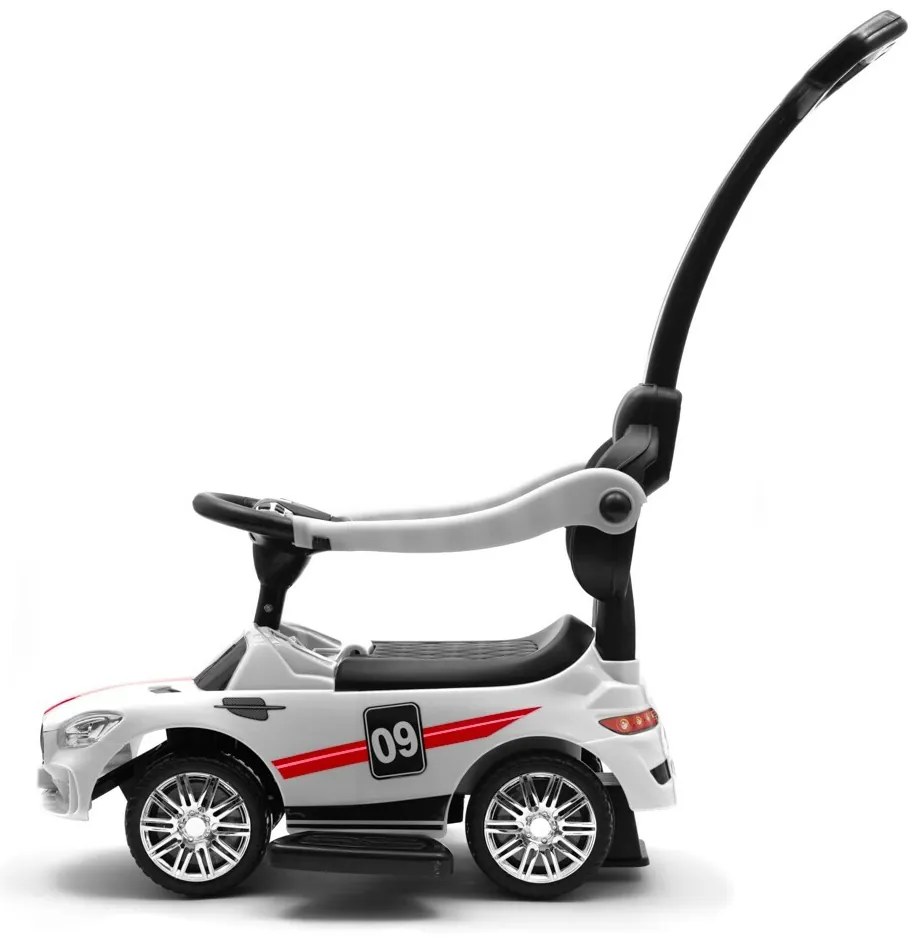 Baby Mix Detská odrážadlo so zvukom a vodiacoutyčou Racer, biela