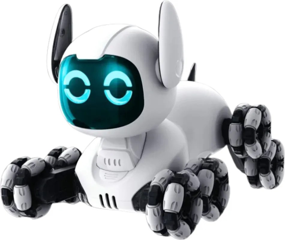 LEAN Toys Robotický pes TOOBY s diaľkovým ovládaním RC, 360°, svetlá, zvuky, čierno-biely