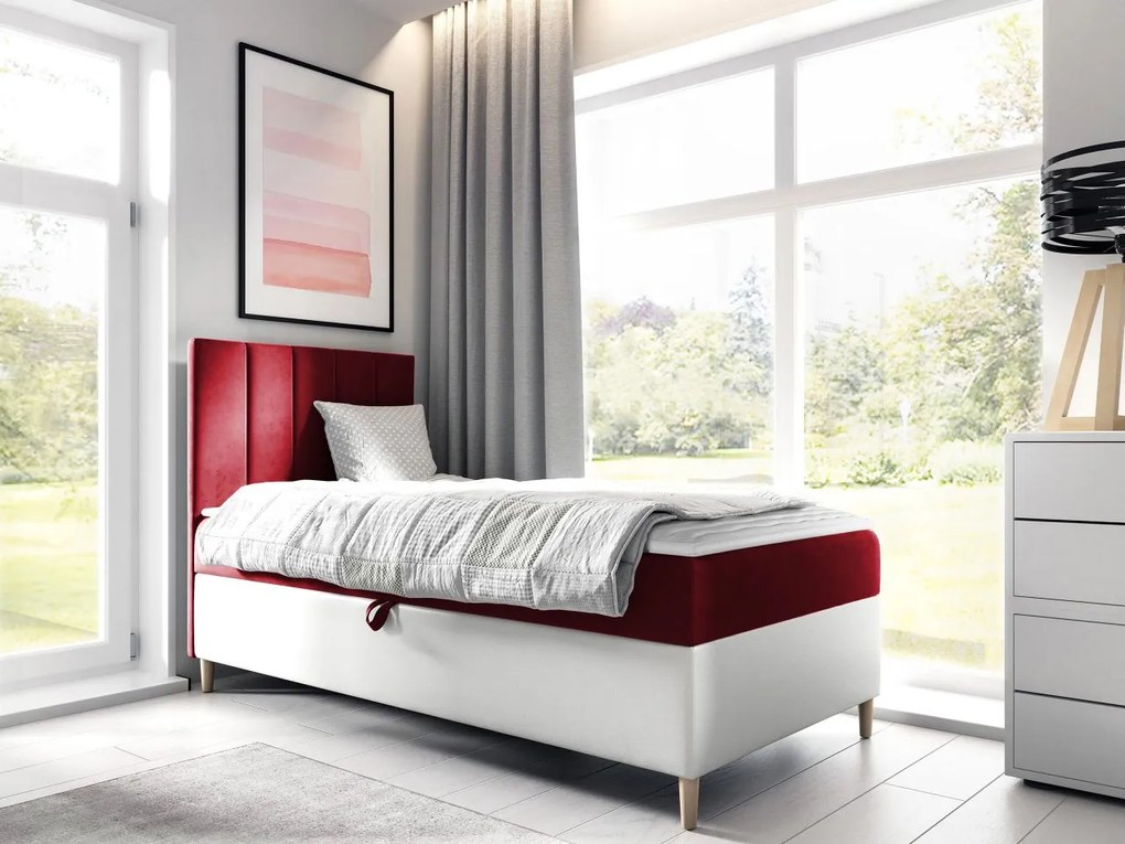 Kontinentálna posteľ Junior Kamire 1, Strana: ľavá, Rozmer postele: 80x200, Dostupné poťahy: ekokoža Soft 017 (biela) + Fresh 01