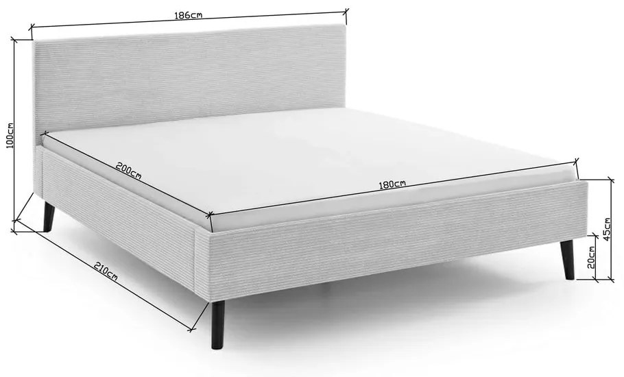 Béžová čalúnená dvojlôžková posteľ bez roštu 180x200 cm Avola – Meise Möbel