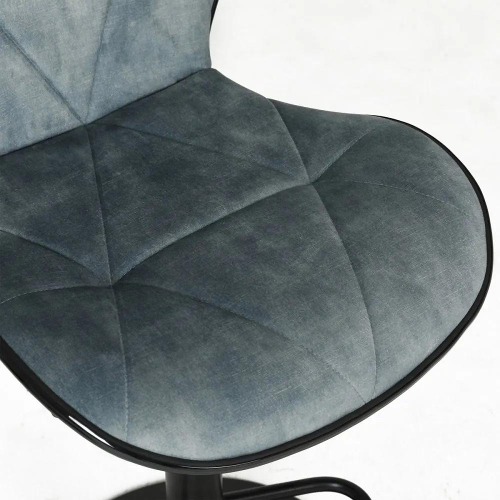 Barová stolička GLAMORA — kov, látka, modrá
