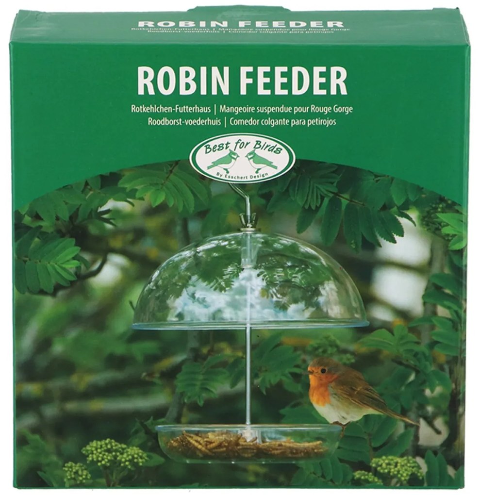Závesné kŕmidlo pre vtáky Round, 21,5x15,5 cm, plast, transparentná