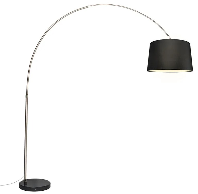 Oceľová oblúková lampa s látkovým tienidlom čierna 45 cm - XXL