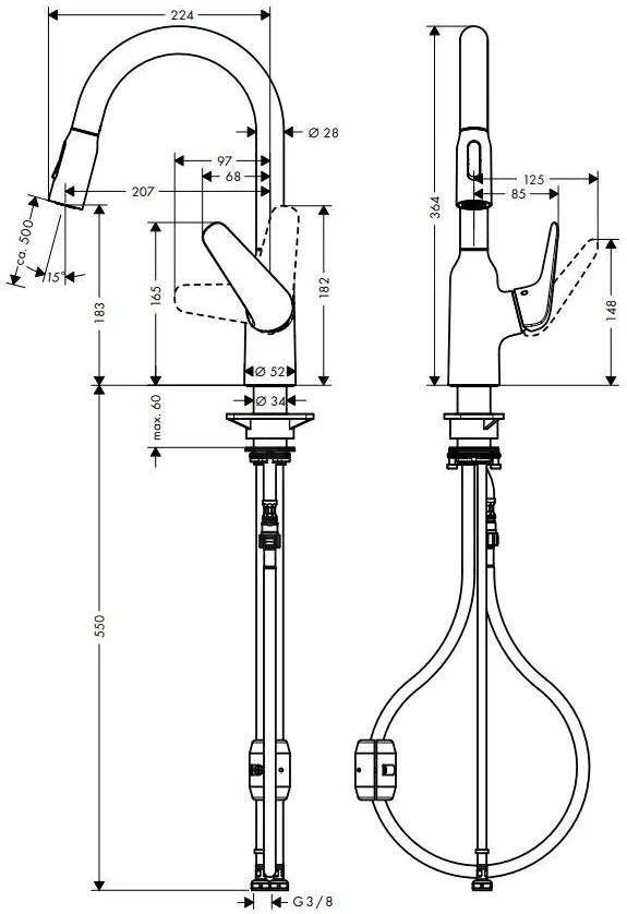 Hansgrohe Focus M42, drezová batéria M429-H180 ECO, s výsuvnou spŕškou, chrómová, HAN-71862000