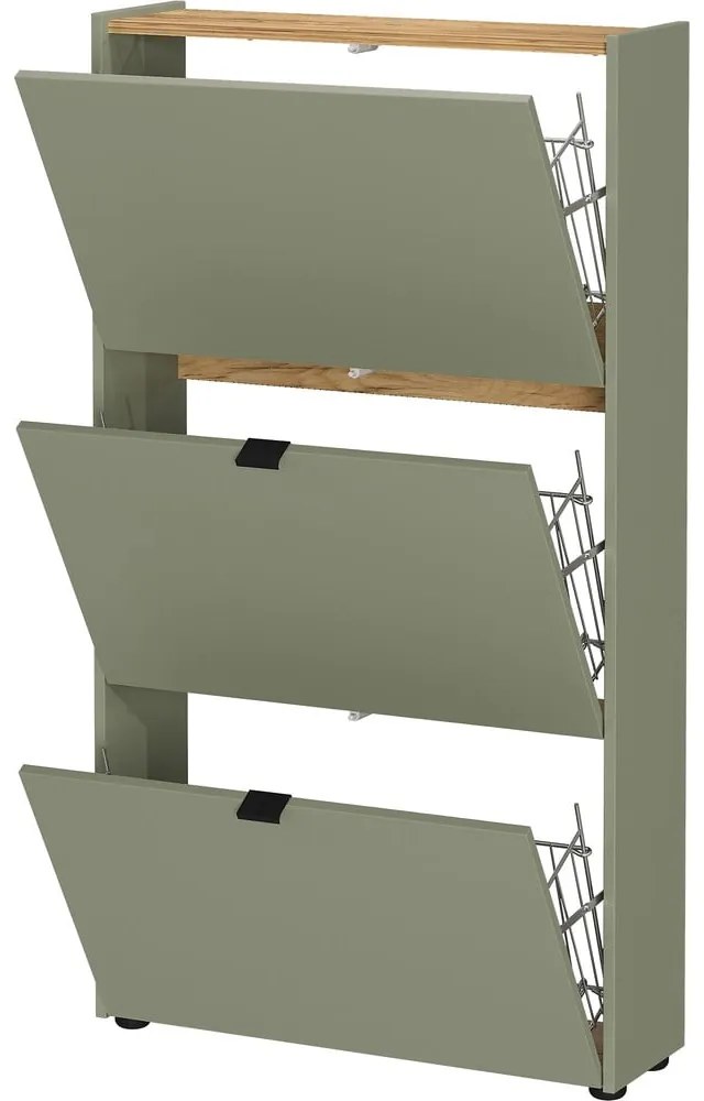 Taupe výklopná skrinka na topánky 71x127x22 cm Ameca – Germania