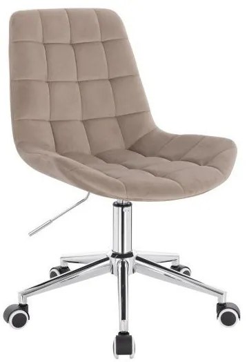 LuxuryForm DESIGN Stolička PARIS VELUR na striebornej podstave s kolieskami - latte