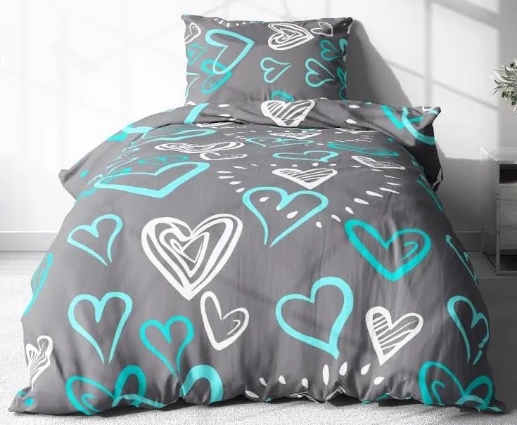 Obliečky Srdcia Bavlna 70×90 140x200 cm