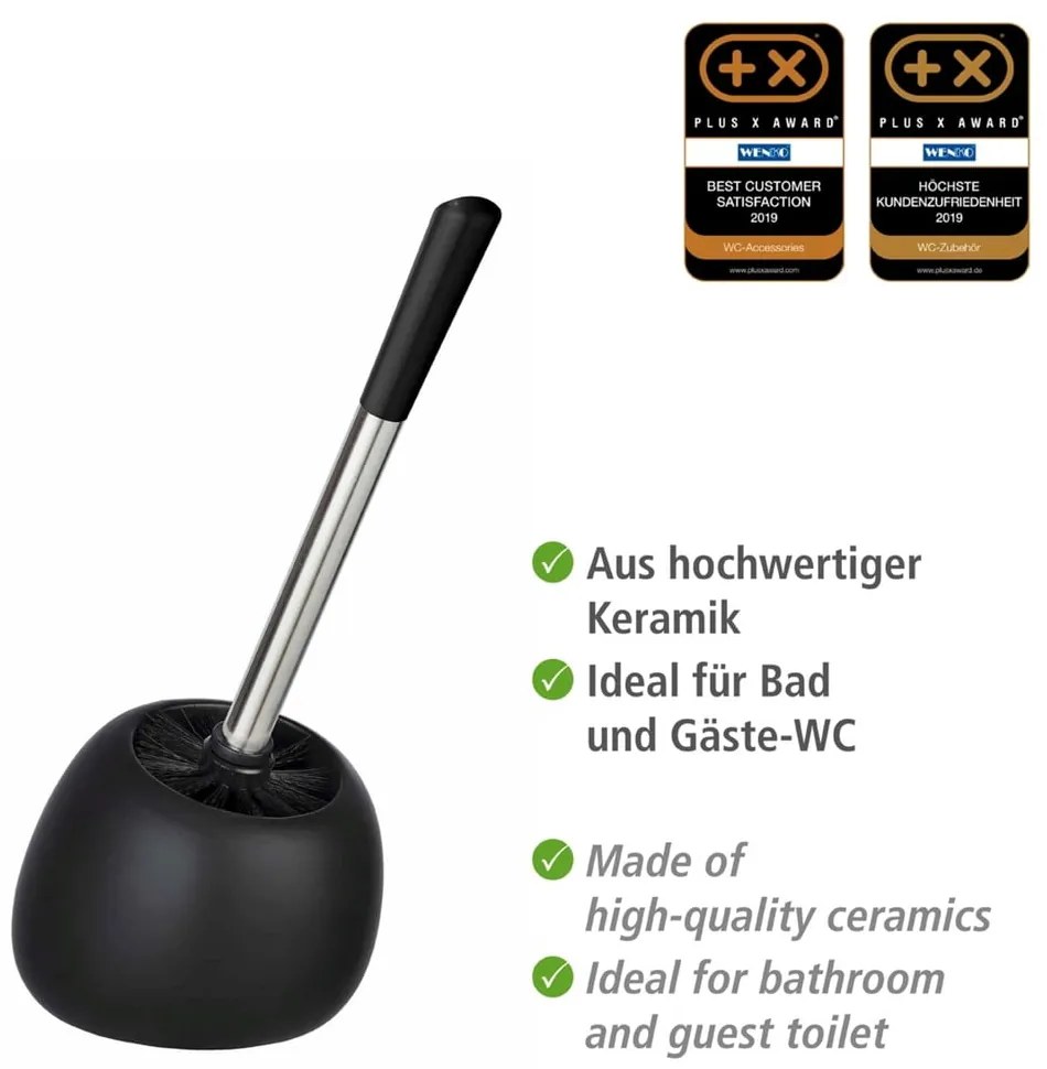 Čierna keramická toaletná kefa Wenko Polaris