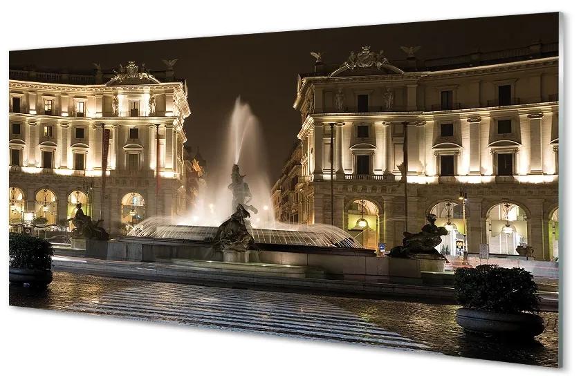 Sklenený obraz Rome Fountain Square v noci 100x50 cm