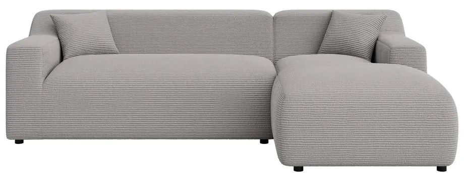 Svetlosivá menčestrová rohová pohovka (pravý roh/s leňoškou) Martin – Ropez