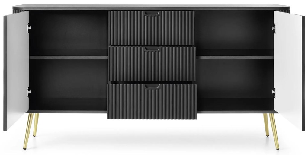 Komoda Zova 168 cm čierna/zlatá