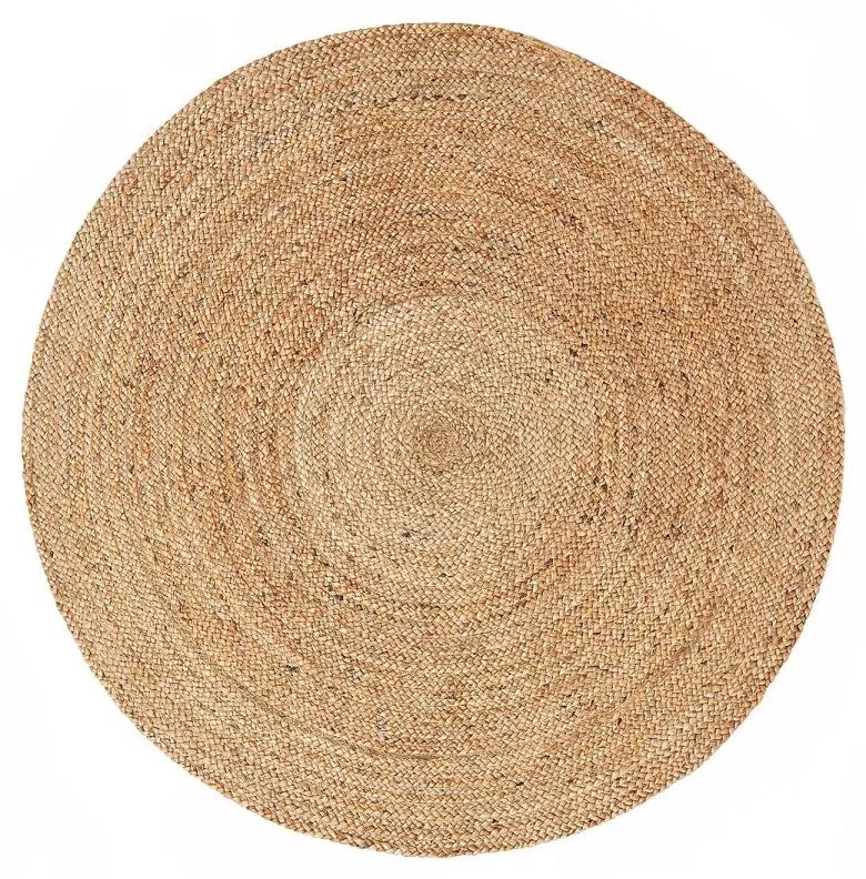 Okrúhly koberec zo splietanej juty Priemer 120 cm. Hrúbka 6 mm.