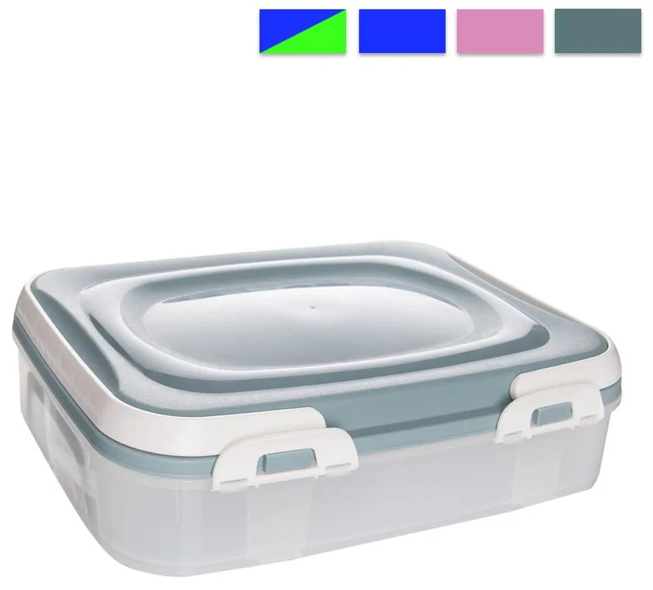 Úložný box na koláče a zákusky, PIKNIK 1 poschodie, s rúčkami, mix farieb