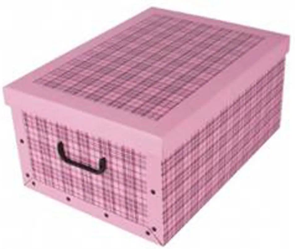Home collection Úložné krabice se vzorem Kostka 51x37x24cm sv. růžová
