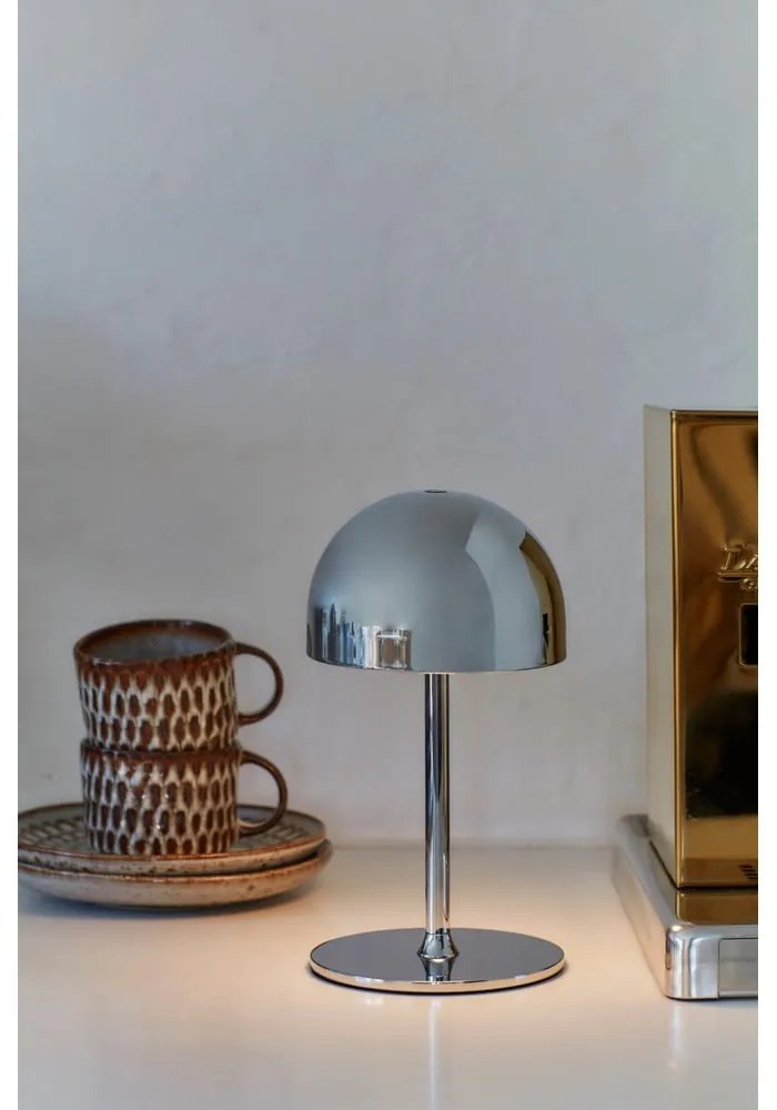 LED stolová lampa na diaľkové ovládanie v striebornej farbe s kovovým tienidlom (výška 22 cm) Tim – Sirius